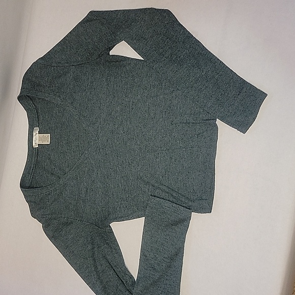 Bozzolo Junior Fitted Crop Forest Green Thin Knit Sweater - Picture 2 of 6